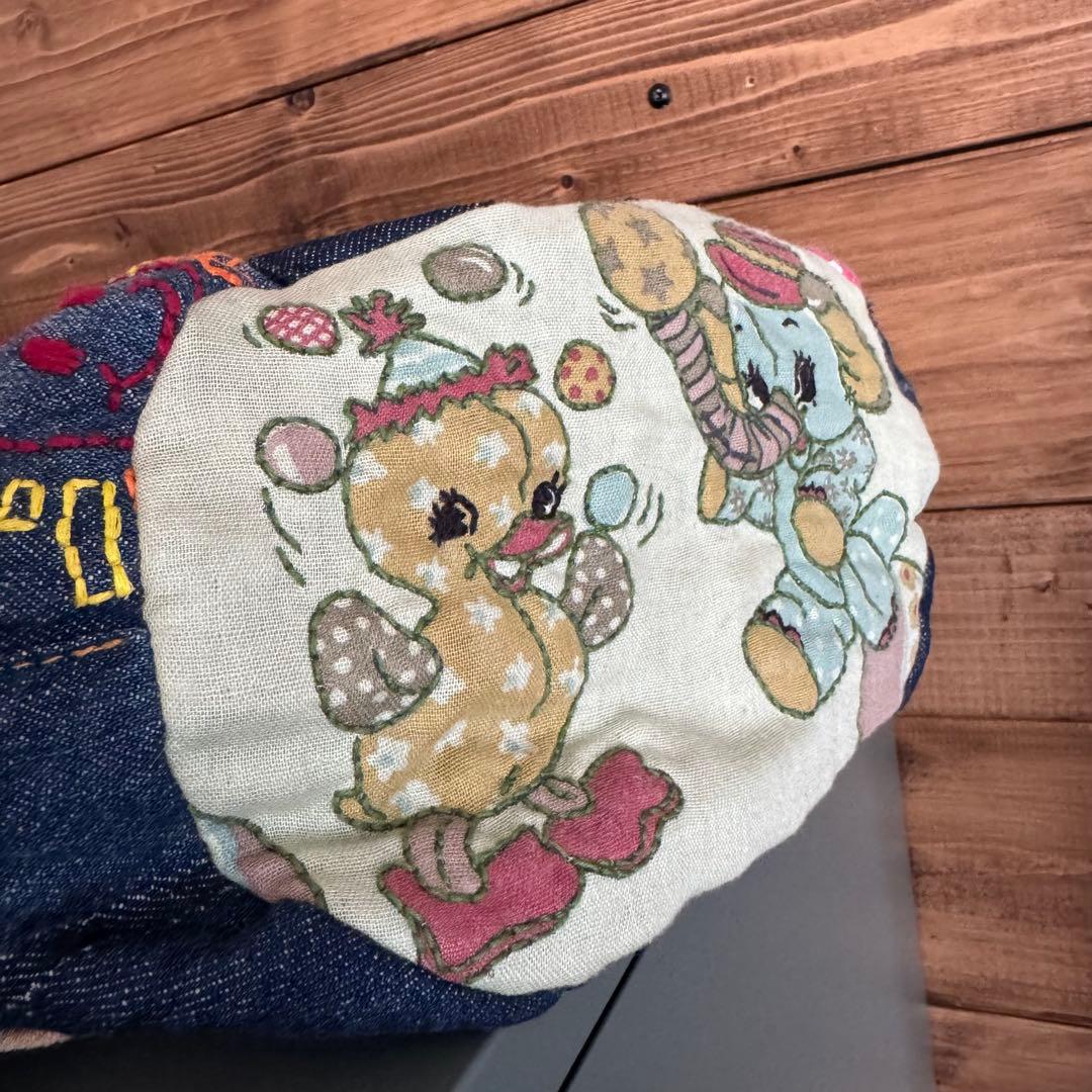 ハンドメイド デニムリメイク バッグ レトロアニマル 楕円底 49