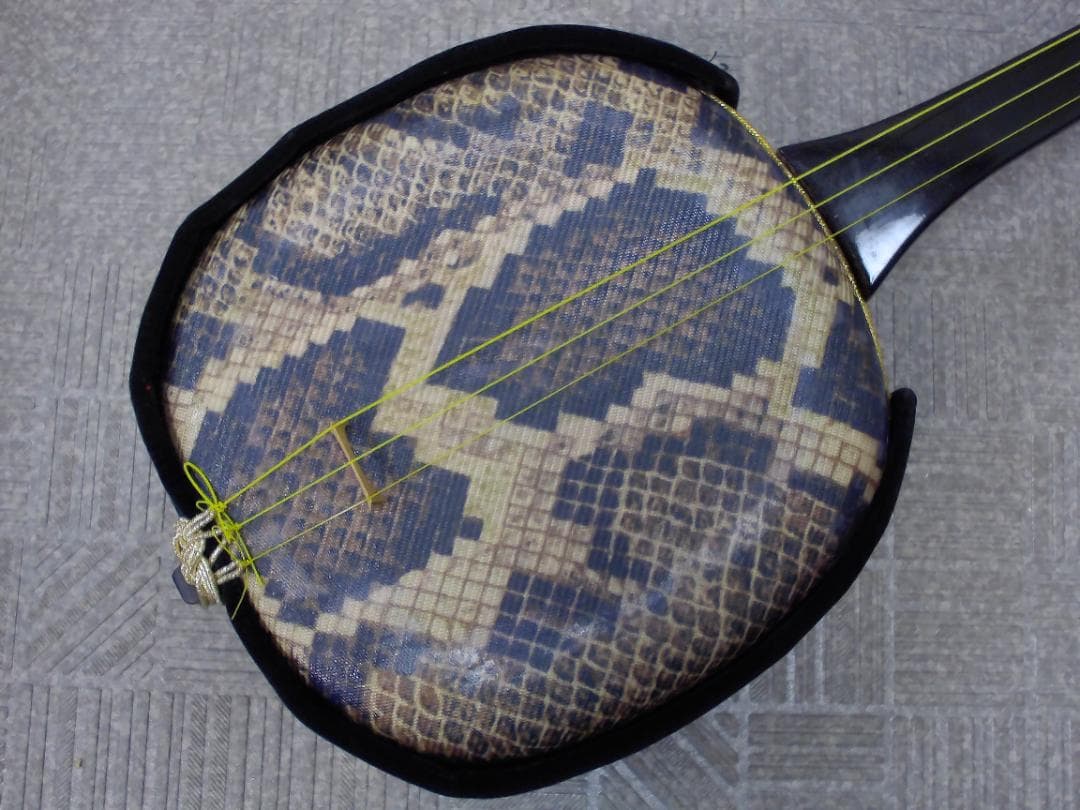 14FF3456 蛇柄 へび柄　三味線　ハードケース付