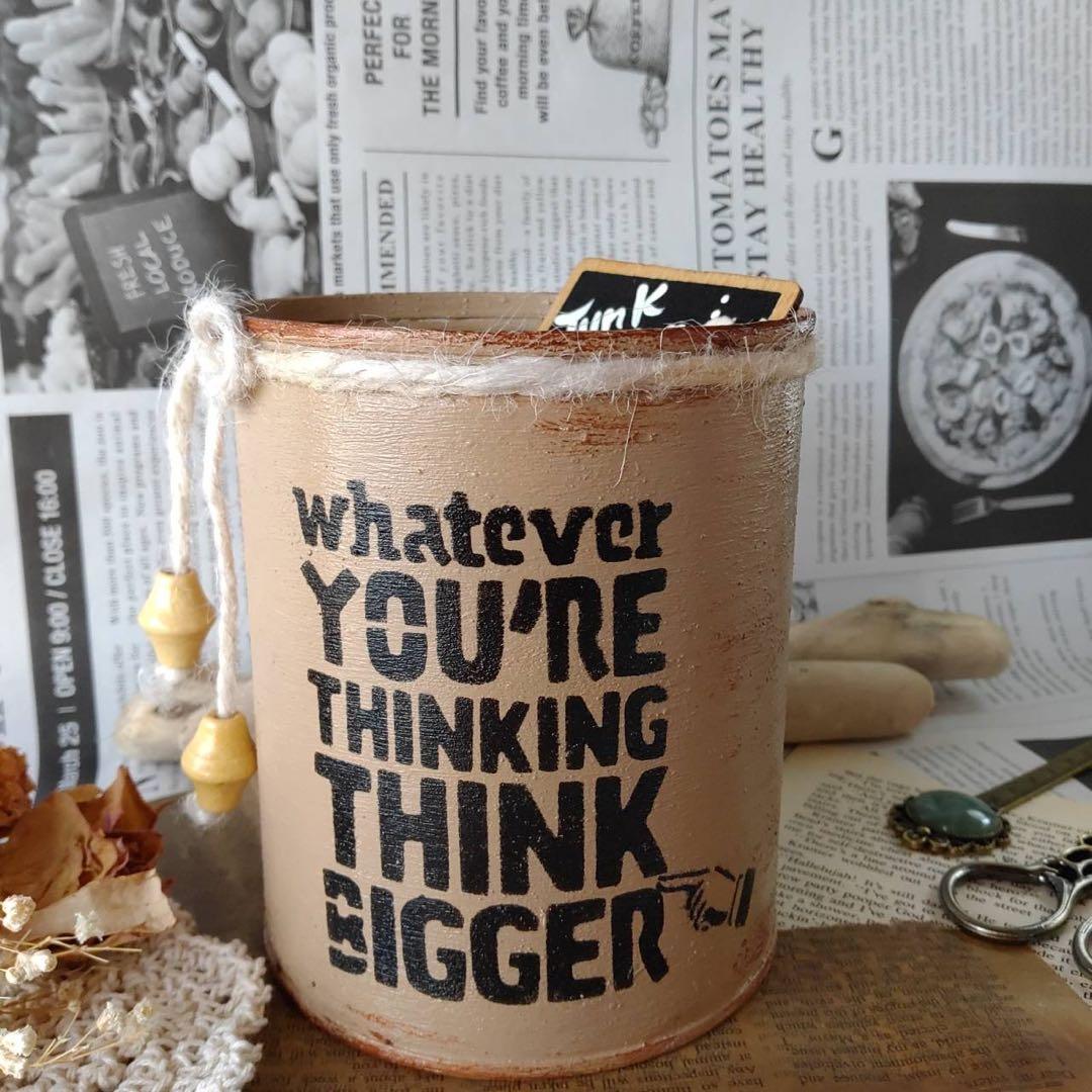 リメ缶　リメイク缶　リメ鉢 ☘️装飾缶　ピック付き