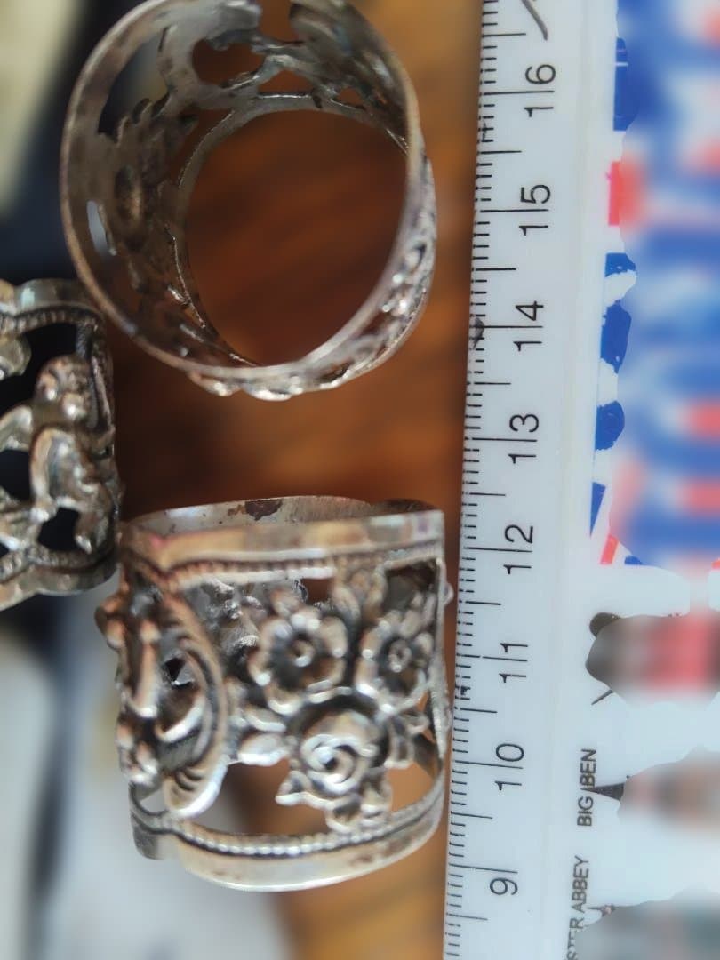 シルバー８３５.花と天使のナプキンリング 3個セット