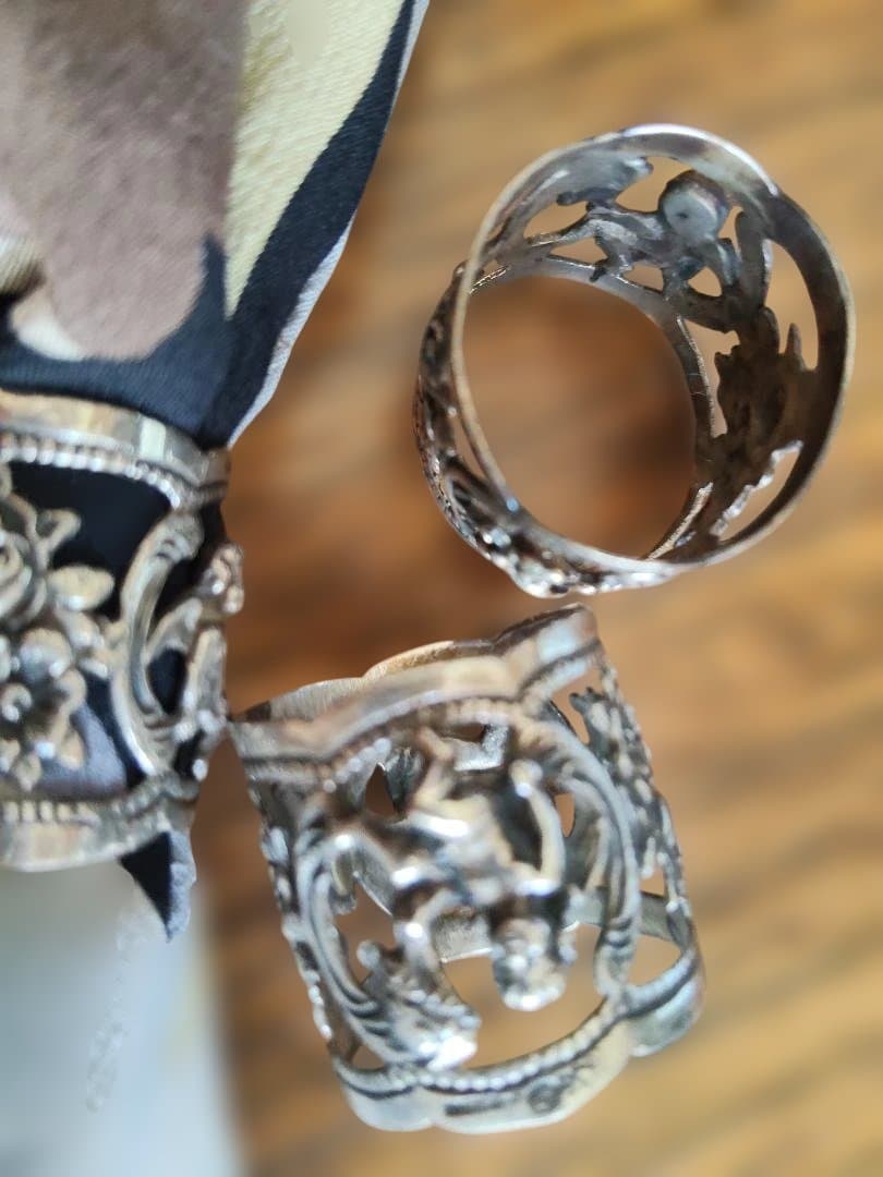 シルバー８３５.花と天使のナプキンリング 3個セット