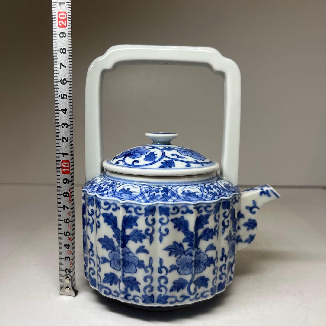 平安名工 春峰 上手染付水注 共箱 h19.5cm 東キ8-0315② トヒチカ