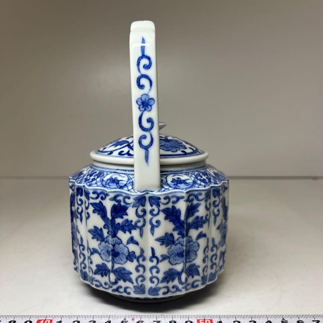 平安名工 春峰 上手染付水注 共箱 h19.5cm 東キ8-0315② トヒチカ