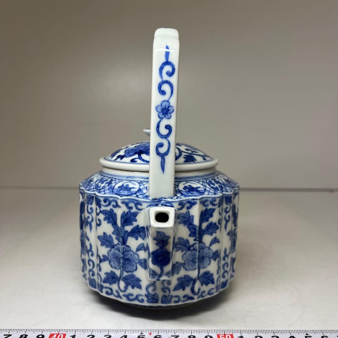 平安名工 春峰 上手染付水注 共箱 h19.5cm 東キ8-0315② トヒチカ