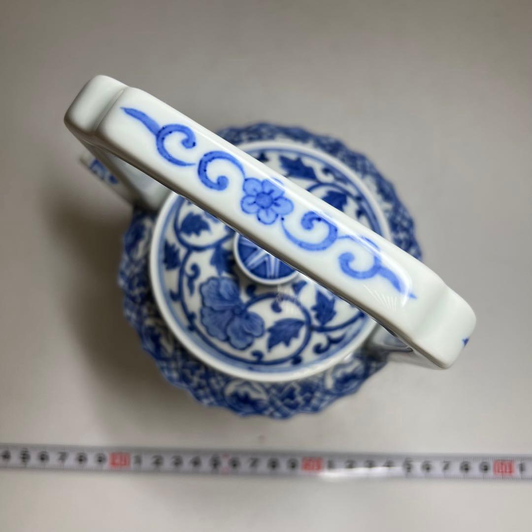 平安名工 春峰 上手染付水注 共箱 h19.5cm 東キ8-0315② トヒチカ