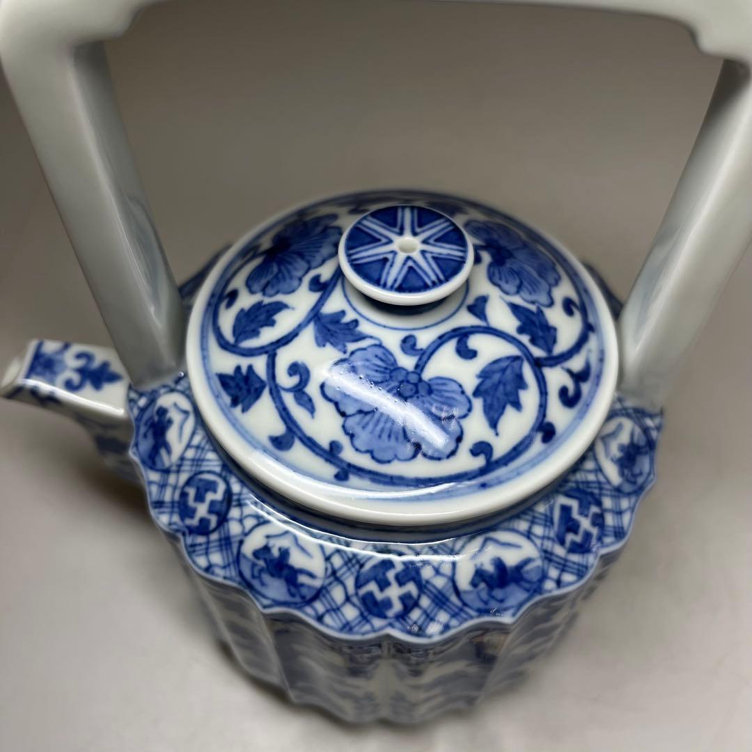 平安名工 春峰 上手染付水注 共箱 h19.5cm 東キ8-0315② トヒチカ