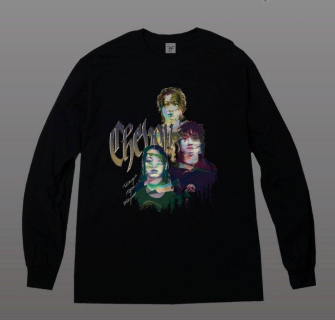 Chevon ヲ食倶ロンT（証明写真ver.）/ ブラック Mサイズ