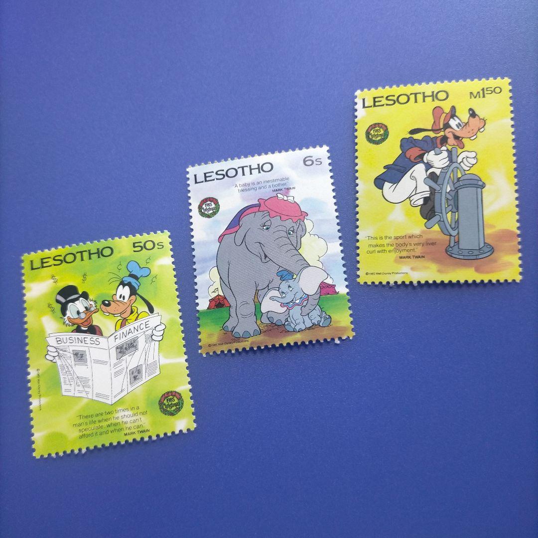 4469 外国切手 レソト ディズニーキャラクター 3枚+小型シートセット