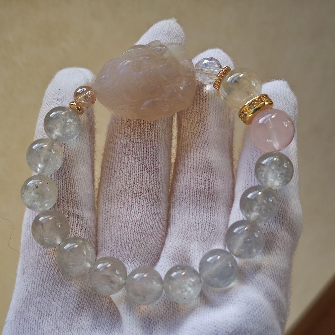 新作✩ムーン♡ガネーシャ✩キラキラホワイトマイカ✩ヒデナイト✩ローズクォーツ