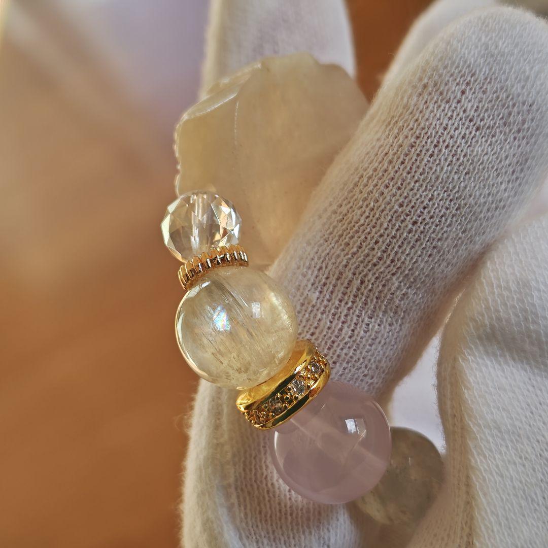 新作✩ムーン♡ガネーシャ✩キラキラホワイトマイカ✩ヒデナイト✩ローズクォーツ