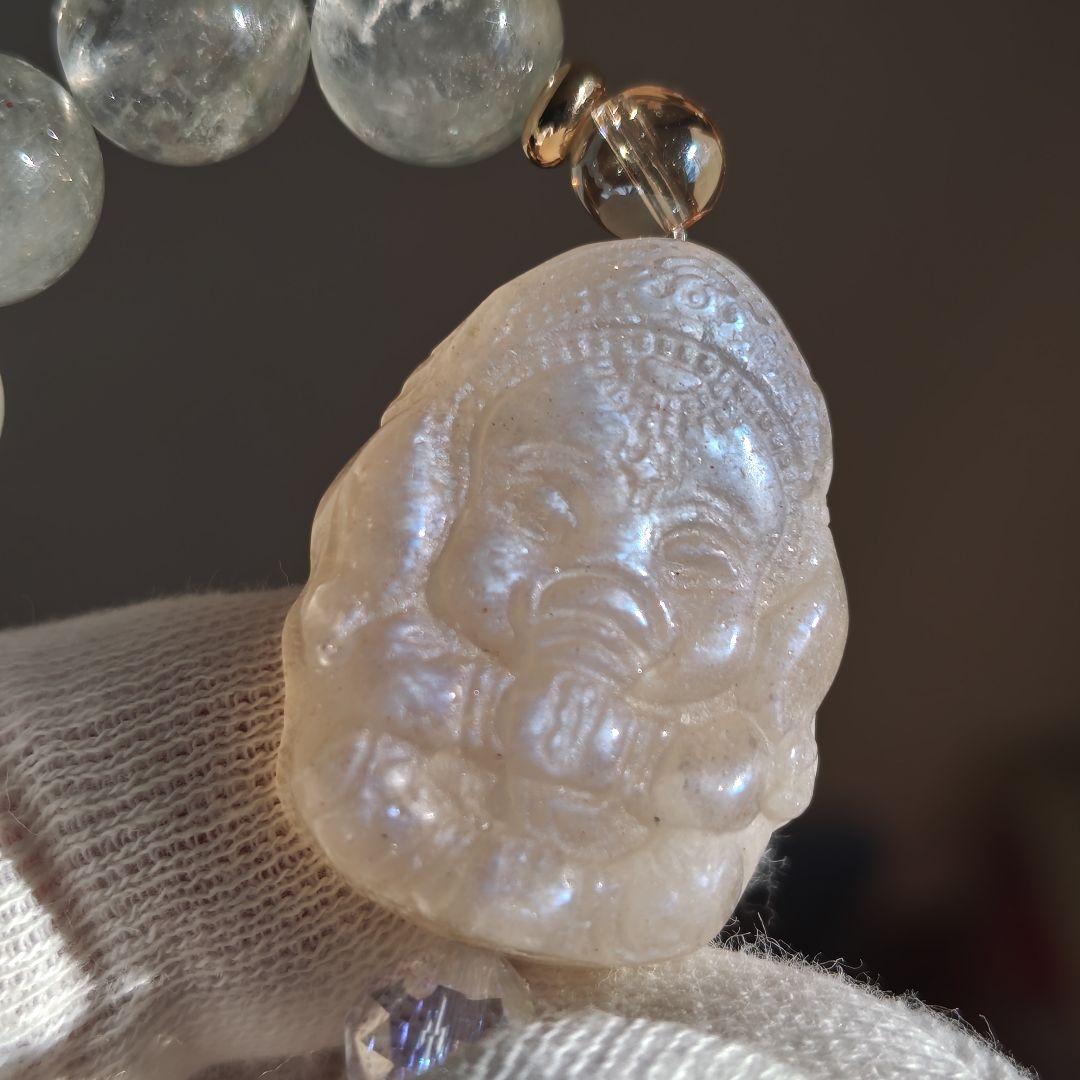 新作✩ムーン♡ガネーシャ✩キラキラホワイトマイカ✩ヒデナイト✩ローズクォーツ