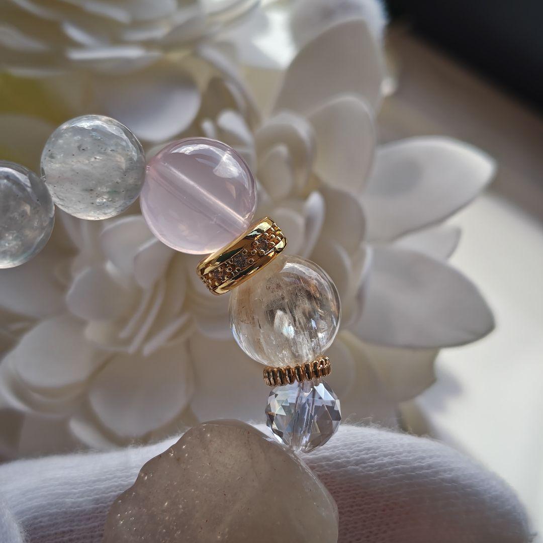 新作✩ムーン♡ガネーシャ✩キラキラホワイトマイカ✩ヒデナイト✩ローズクォーツ