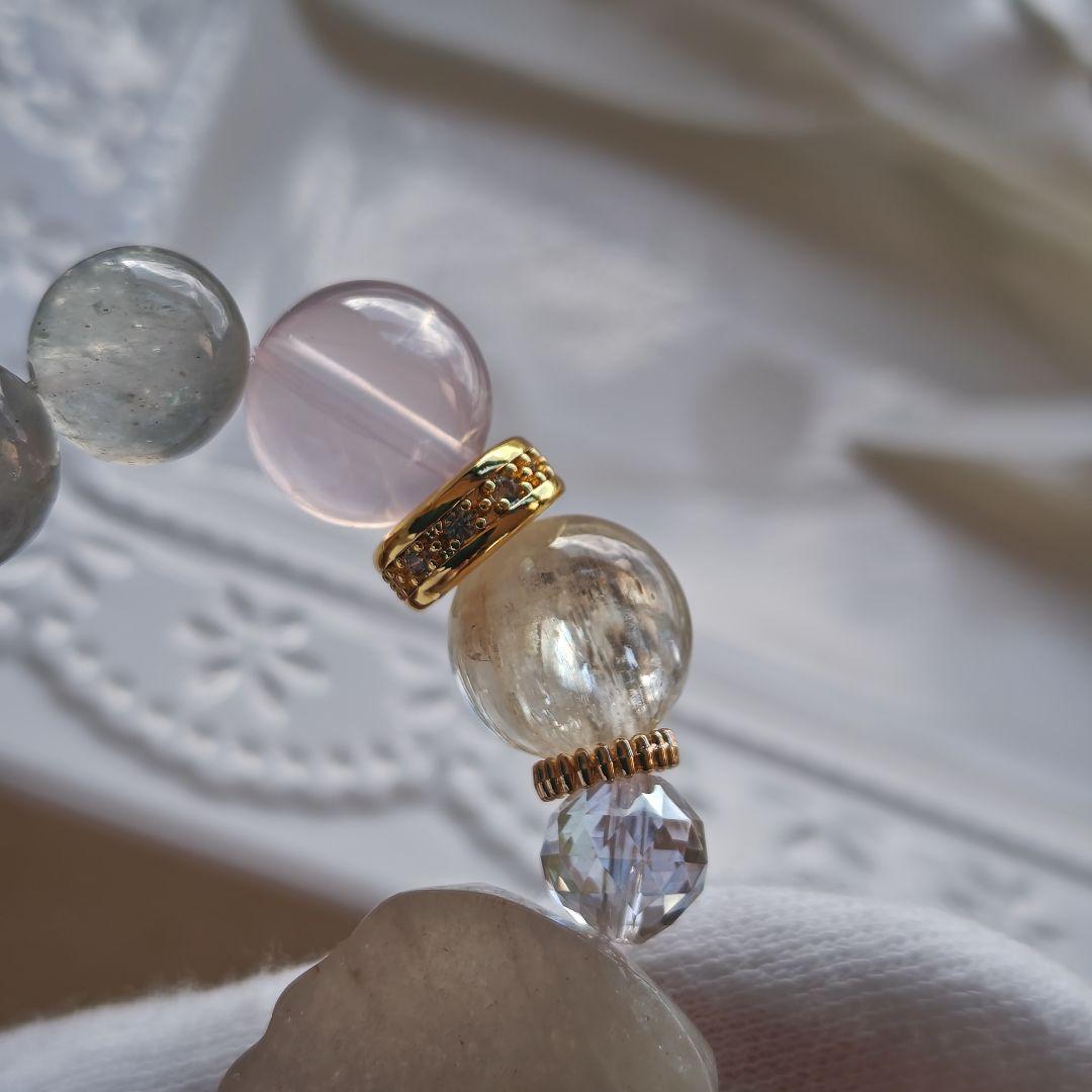 新作✩ムーン♡ガネーシャ✩キラキラホワイトマイカ✩ヒデナイト✩ローズクォーツ