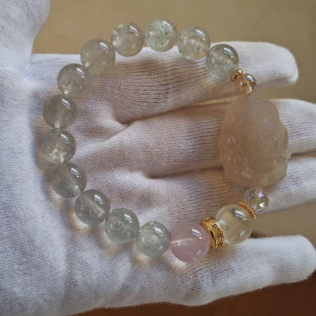 新作✩ムーン♡ガネーシャ✩キラキラホワイトマイカ✩ヒデナイト✩ローズクォーツ