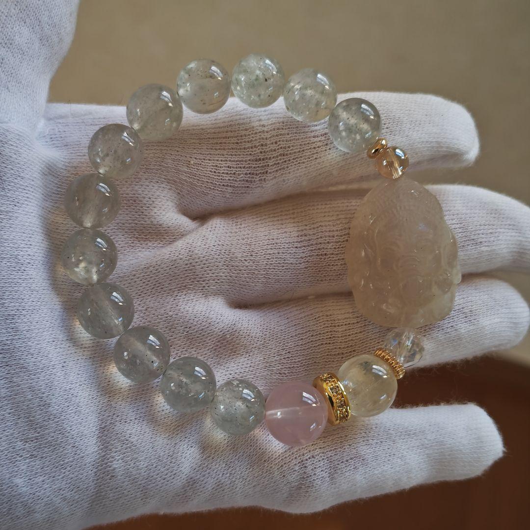 新作✩ムーン♡ガネーシャ✩キラキラホワイトマイカ✩ヒデナイト✩ローズクォーツ