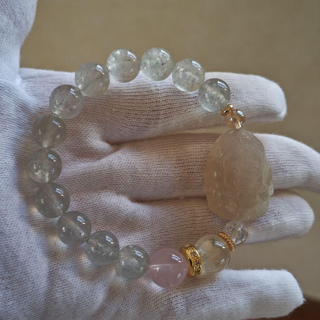 新作✩ムーン♡ガネーシャ✩キラキラホワイトマイカ✩ヒデナイト✩ローズクォーツ