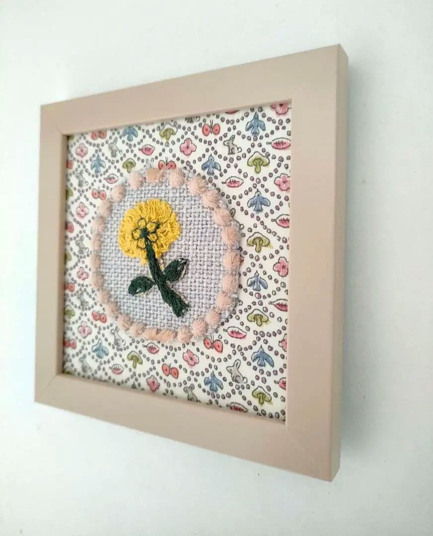 SOLD ミナペルホネン　ファブリックフレーム　タンバリン　skip　黄色