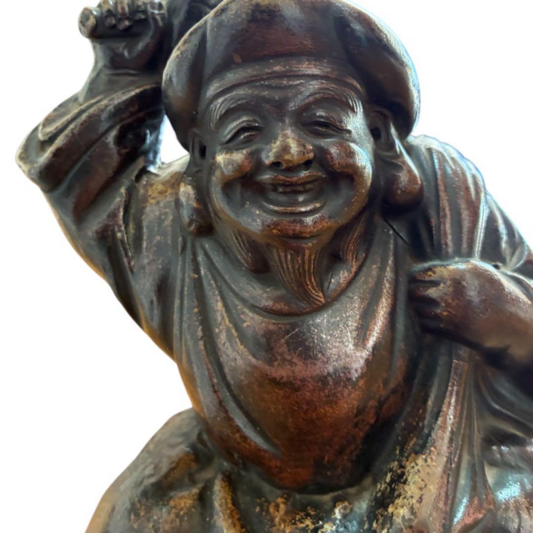 縁起物 古備前 陶器 大黒天 置物 30cm