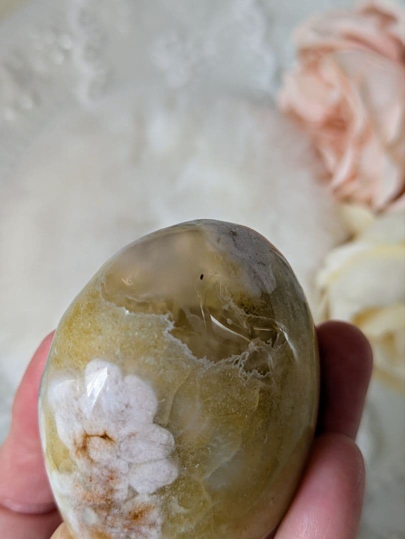 希少　レアカラー　♡桜瑪瑙♡　ぷっくり　パーム　黄色　イエロー