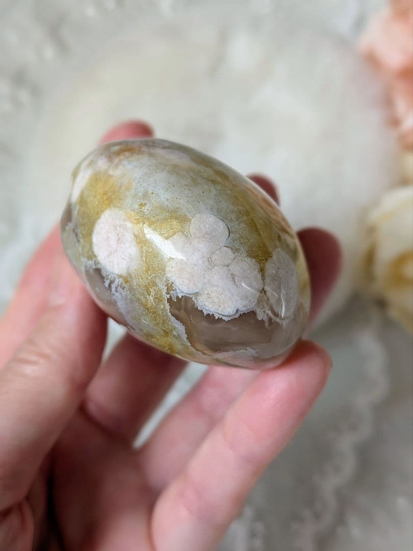 希少　レアカラー　♡桜瑪瑙♡　ぷっくり　パーム　黄色　イエロー