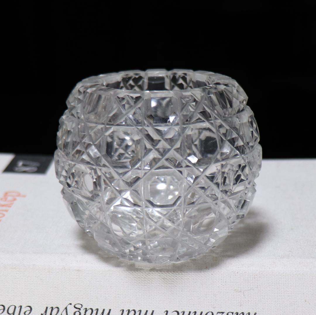 オールド・バカラ 激レアサイズ 丸型 ミニチュール 切子花瓶 壺 置物 オブジェ