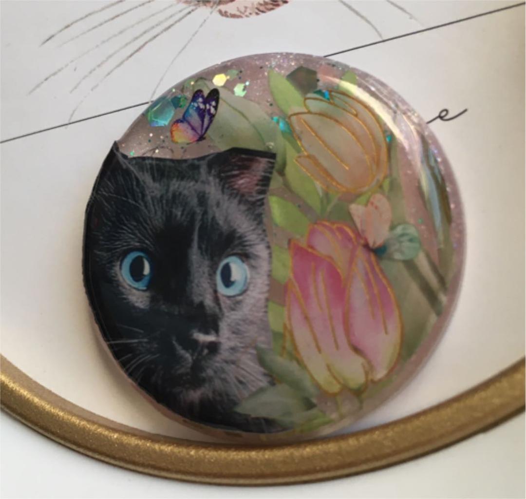 レジンヘアゴム♡チューリップと黒猫ちゃん・再販不可