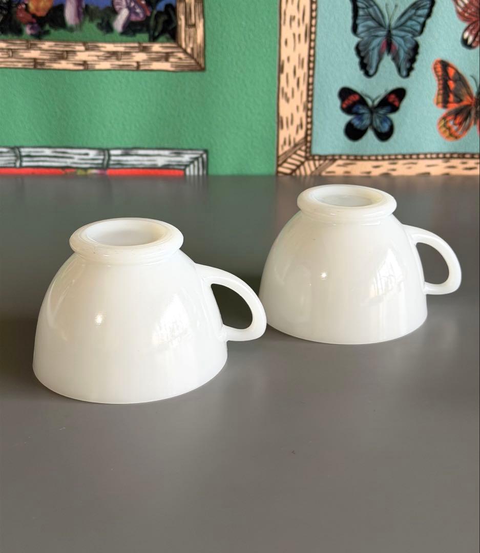 美品　Fire-King フルーレット　スナックセット　2セット　ミルクガラス