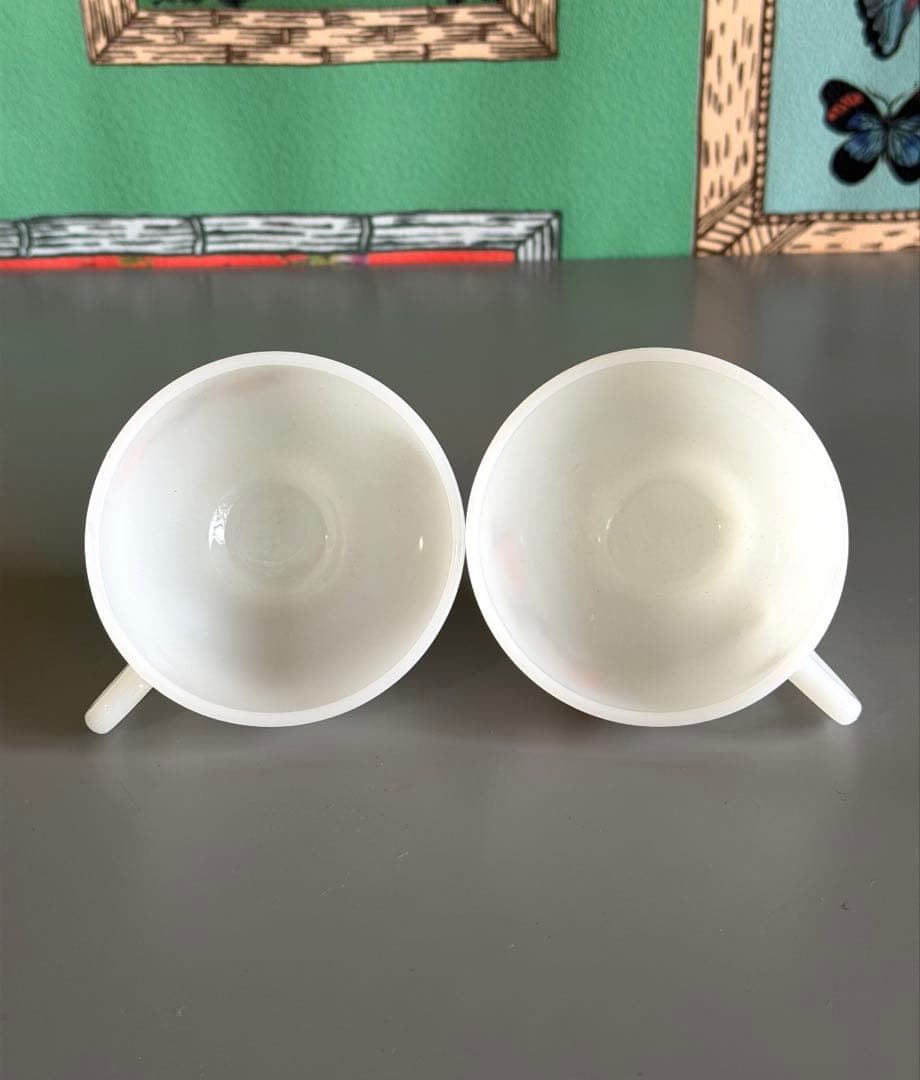 美品　Fire-King フルーレット　スナックセット　2セット　ミルクガラス