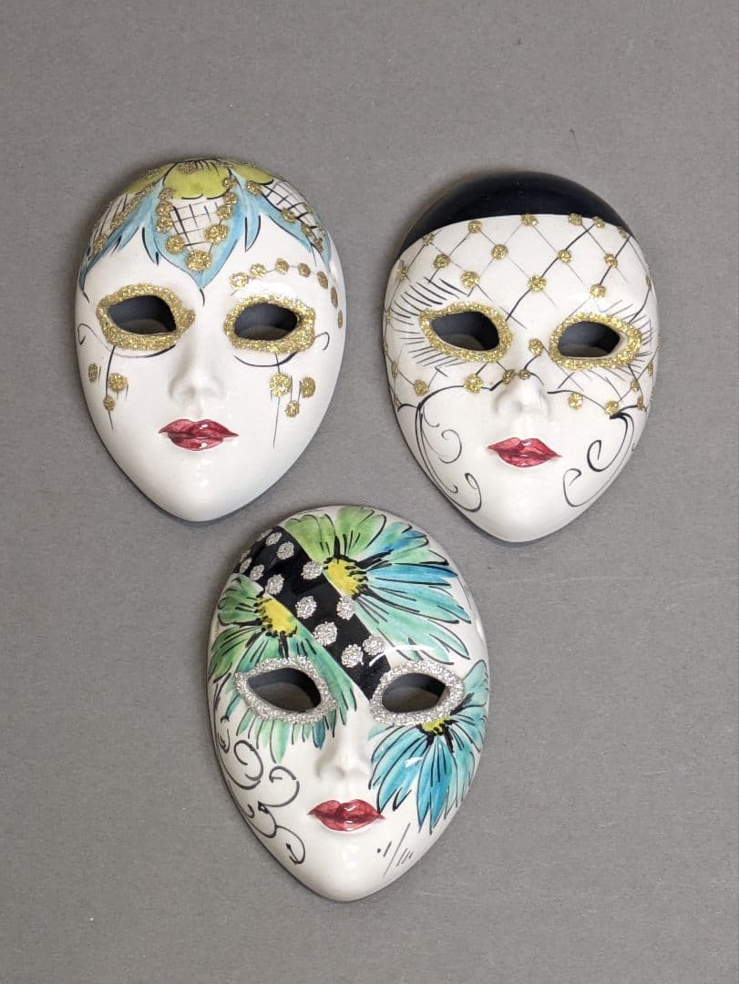 ☆【まとめ】 ベネチアン マスク 4個 陶器 仮面 パーティ 仮装 舞踏会