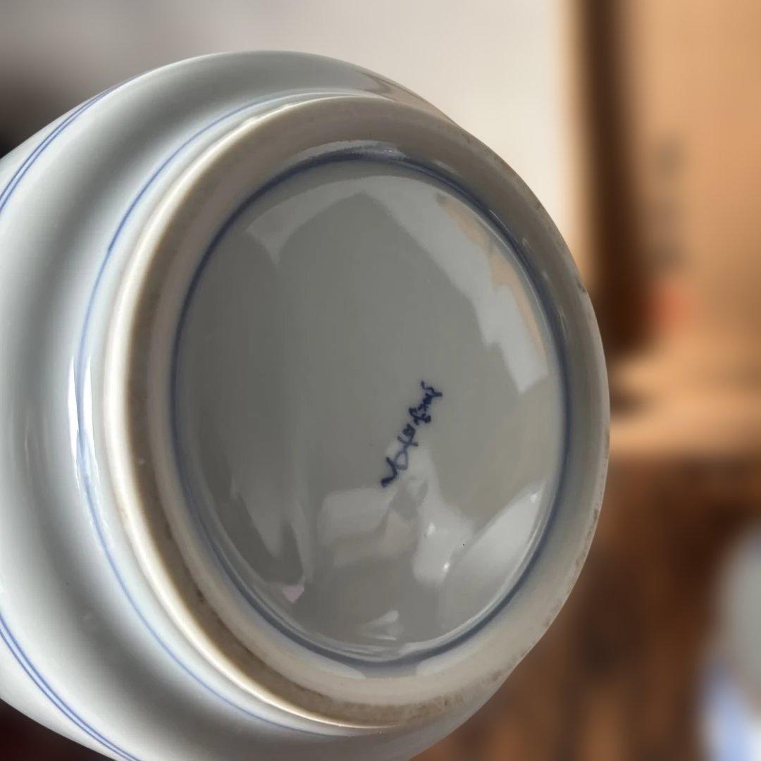 皆具 千古窯造 染付花丸文 水指　建水　蓋置　杓立 共箱