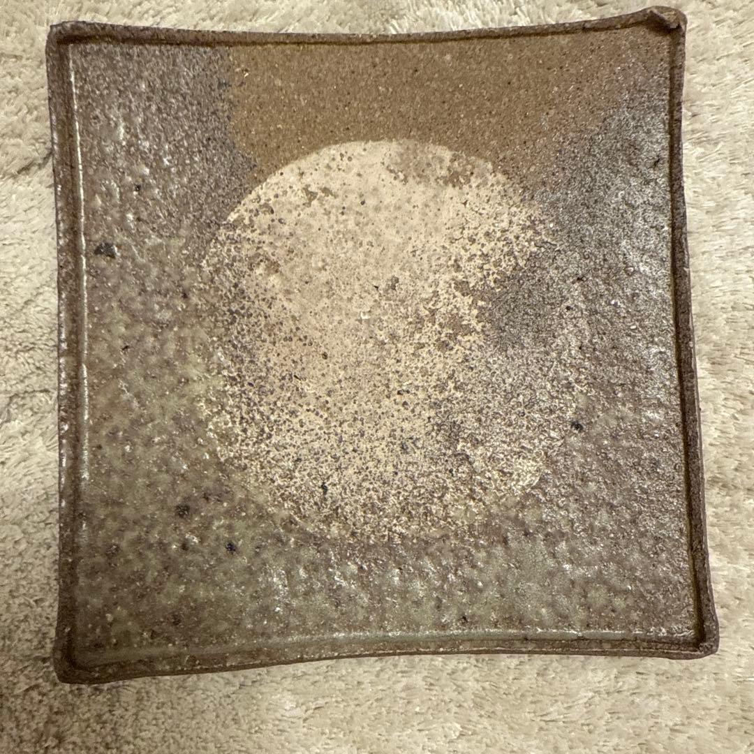 【伊勢丹購入・和モダン】四角い陶器皿 6枚セット （作家物・落款あり）