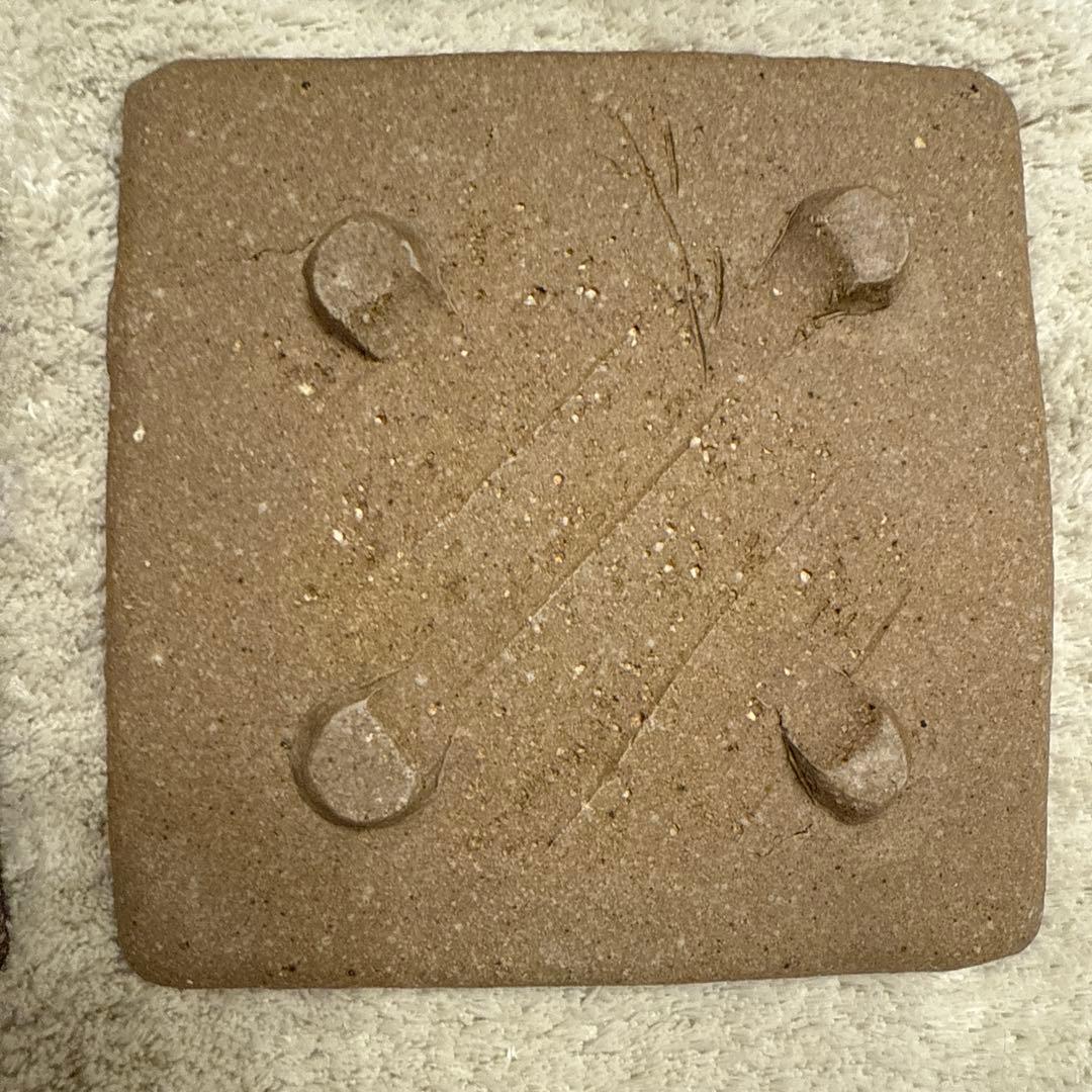 【伊勢丹購入・和モダン】四角い陶器皿 6枚セット （作家物・落款あり）