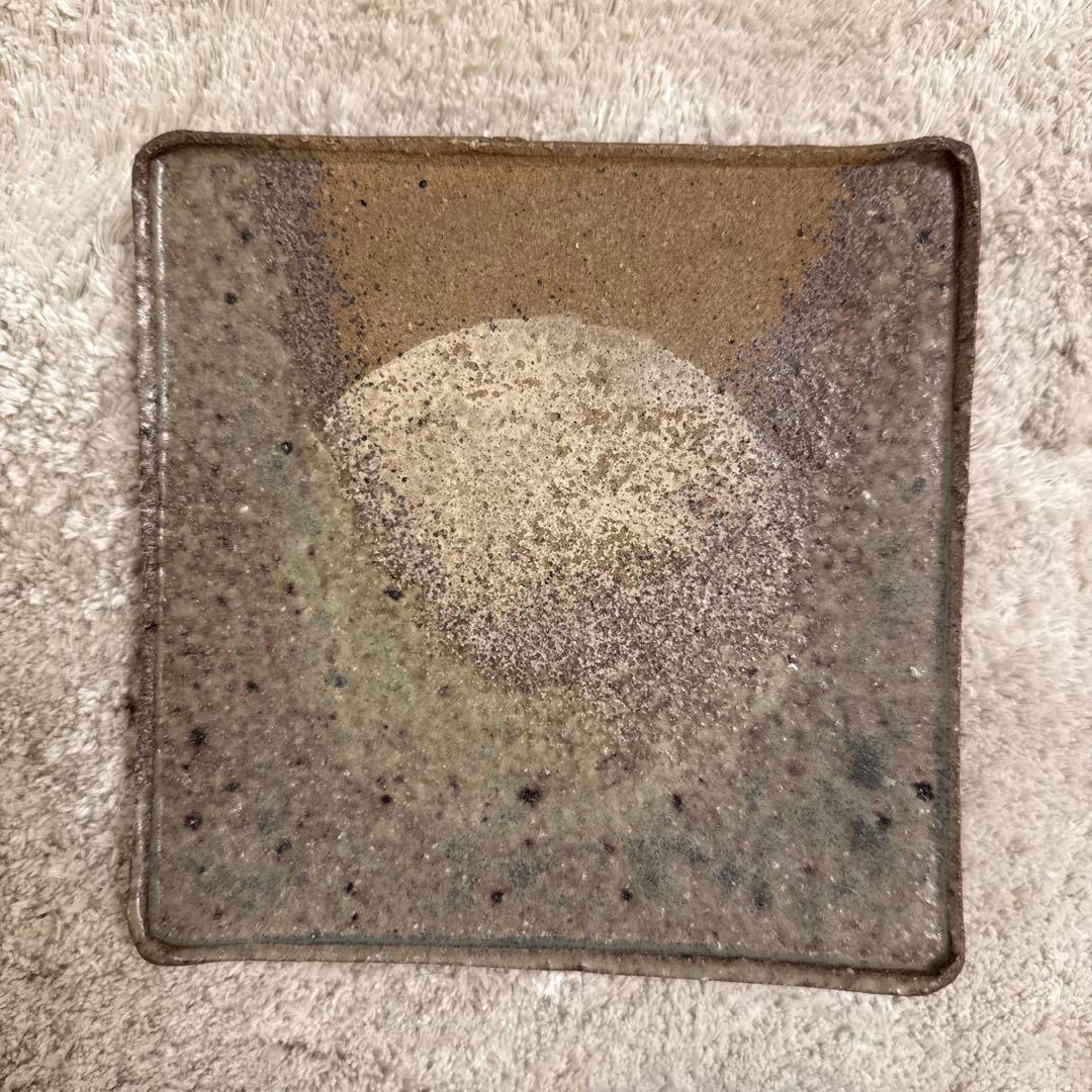 【伊勢丹購入・和モダン】四角い陶器皿 6枚セット （作家物・落款あり）