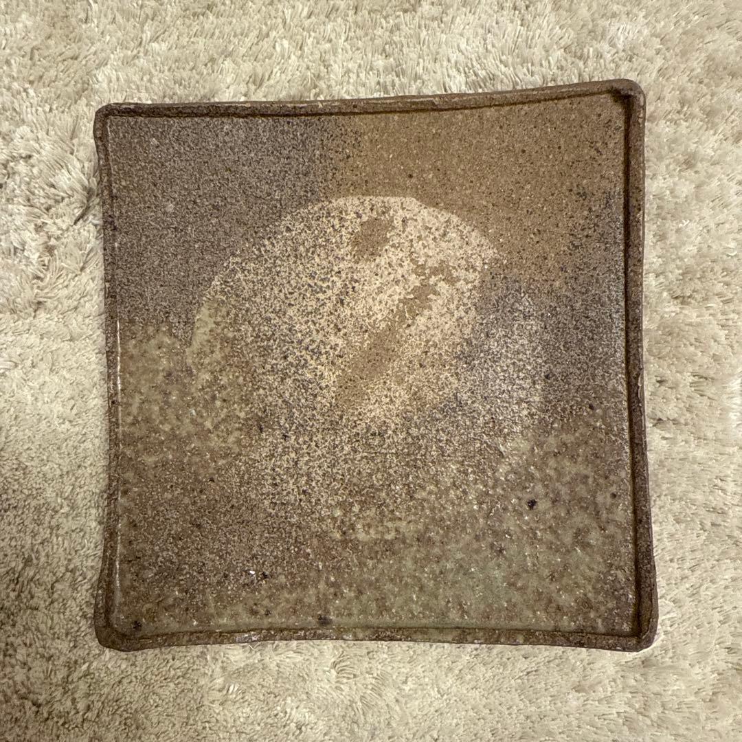 【伊勢丹購入・和モダン】四角い陶器皿 6枚セット （作家物・落款あり）