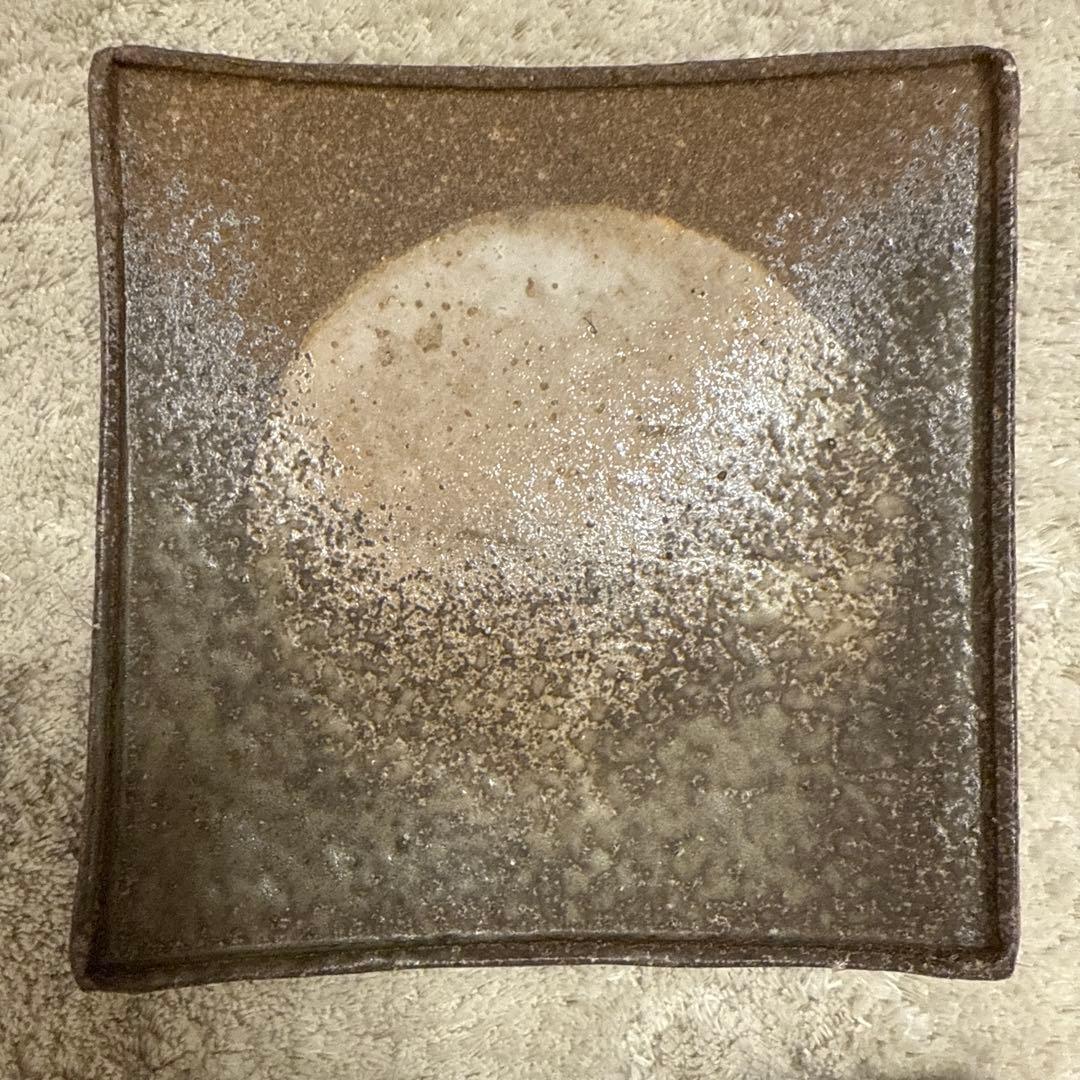 【伊勢丹購入・和モダン】四角い陶器皿 6枚セット （作家物・落款あり）