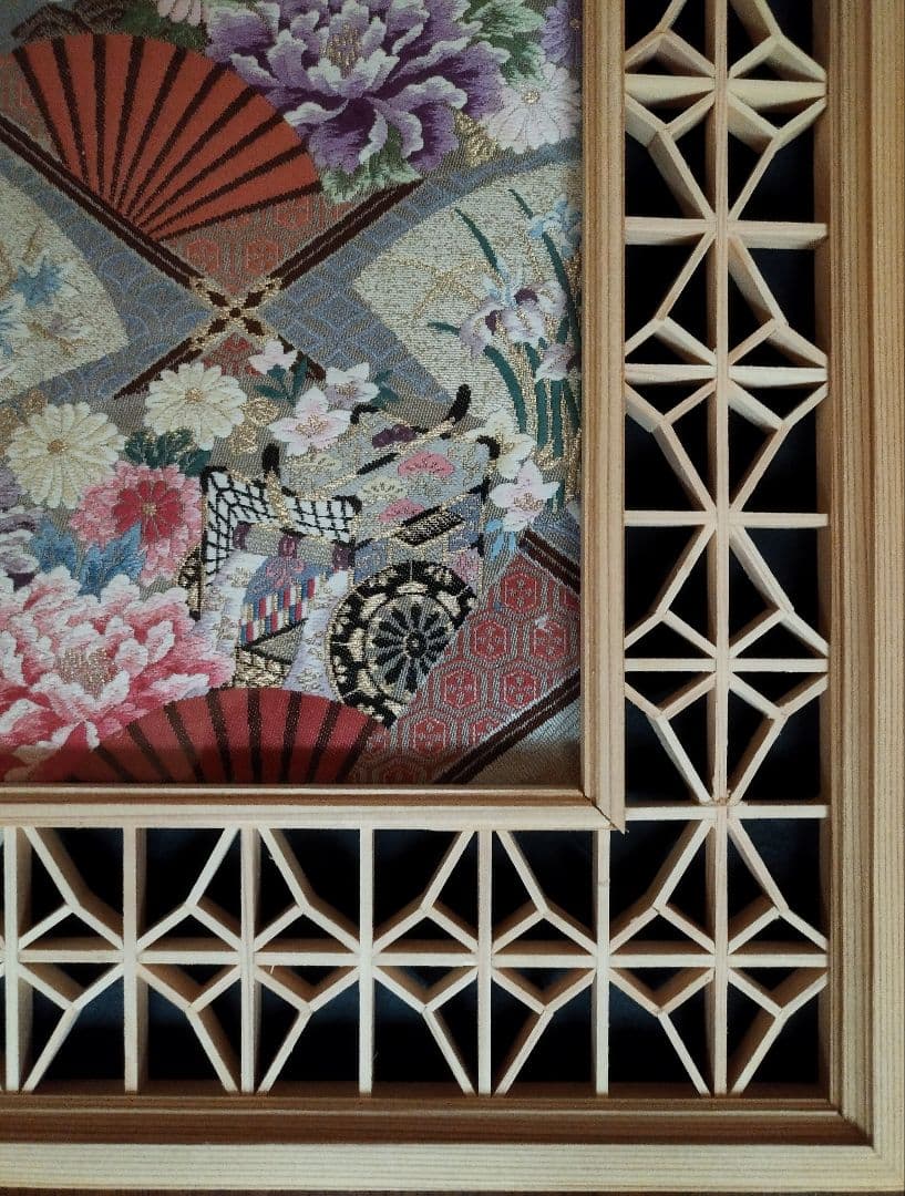 はこ　48 ❣️特価❣️麻の葉組子　組子絵柄吹き抜け 2枚一組木製額縁