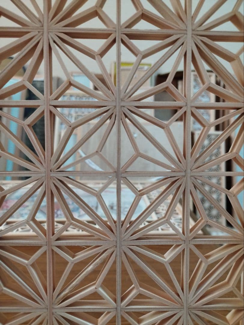 はこ　48 ❣️特価❣️麻の葉組子　組子絵柄吹き抜け 2枚一組木製額縁