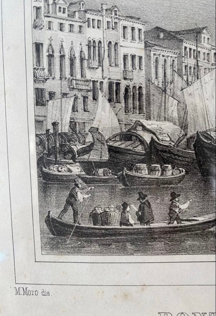 ベネチア　石版画　M. Moro (画家) アンティーク　(1835-1845)