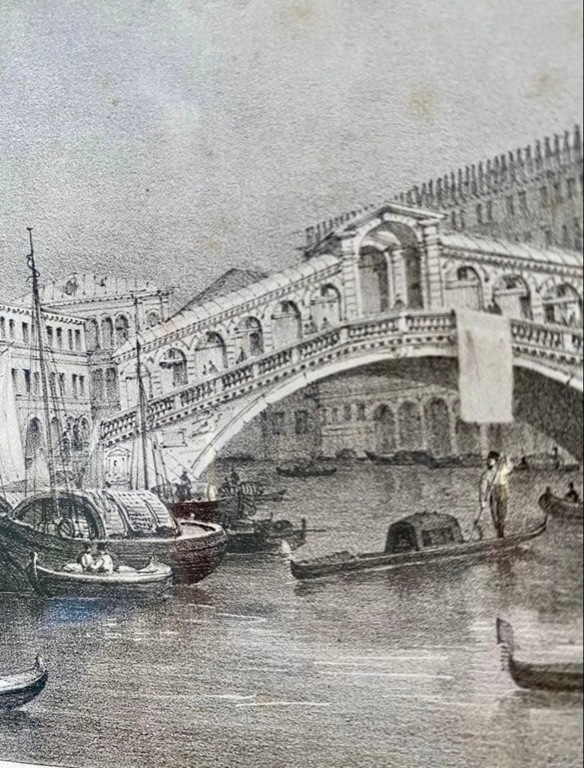 ベネチア　石版画　M. Moro (画家) アンティーク　(1835-1845)