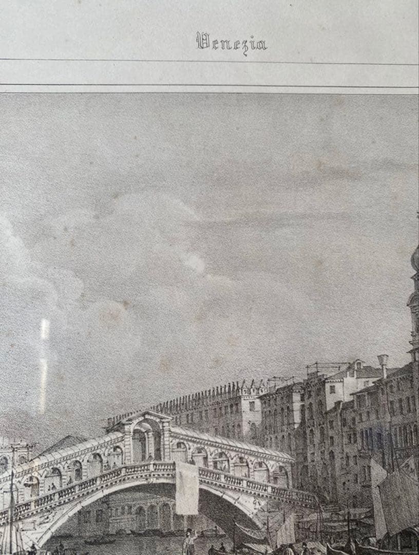 ベネチア　石版画　M. Moro (画家) アンティーク　(1835-1845)