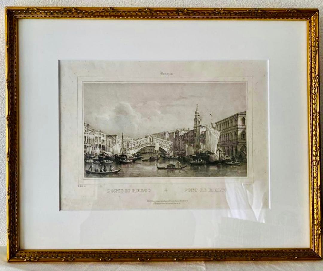 ベネチア　石版画　M. Moro (画家) アンティーク　(1835-1845)
