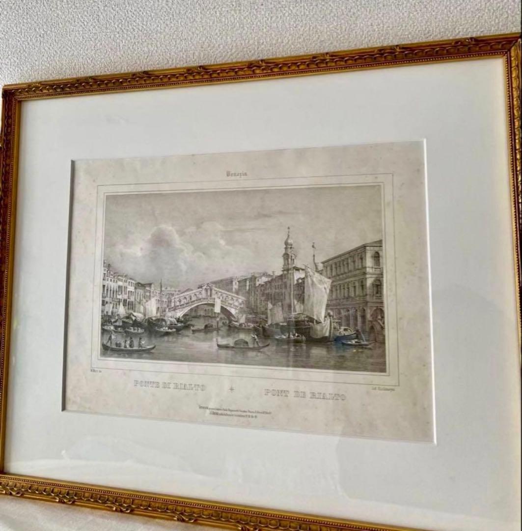 ベネチア　石版画　M. Moro (画家) アンティーク　(1835-1845)