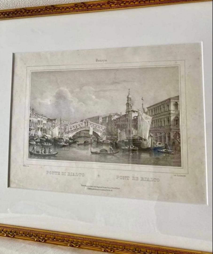 ベネチア　石版画　M. Moro (画家) アンティーク　(1835-1845)