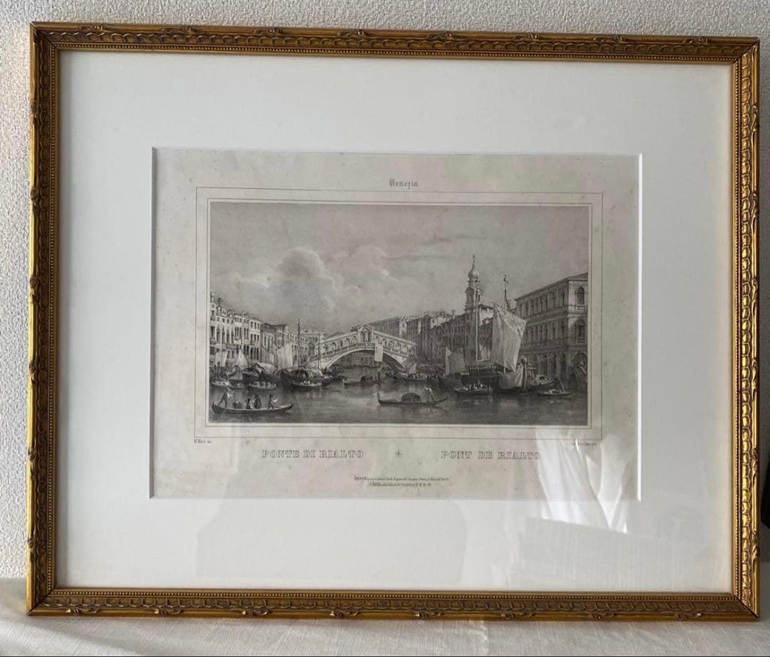 ベネチア　石版画　M. Moro (画家) アンティーク　(1835-1845)