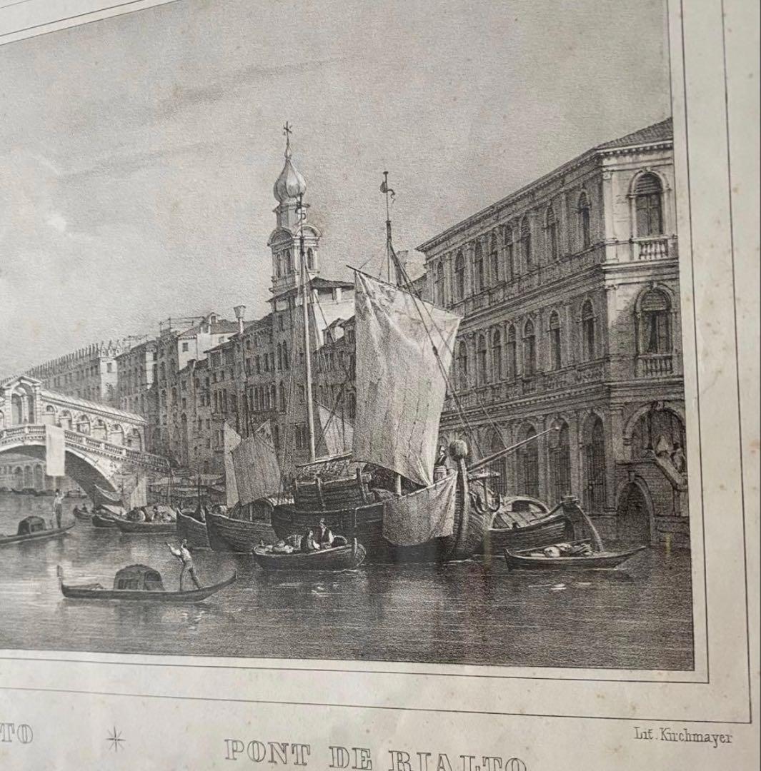 ベネチア　石版画　M. Moro (画家) アンティーク　(1835-1845)