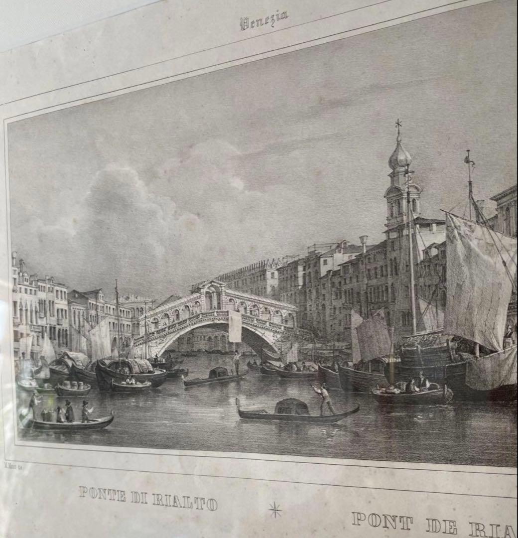 ベネチア　石版画　M. Moro (画家) アンティーク　(1835-1845)