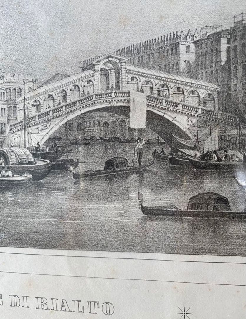 ベネチア　石版画　M. Moro (画家) アンティーク　(1835-1845)