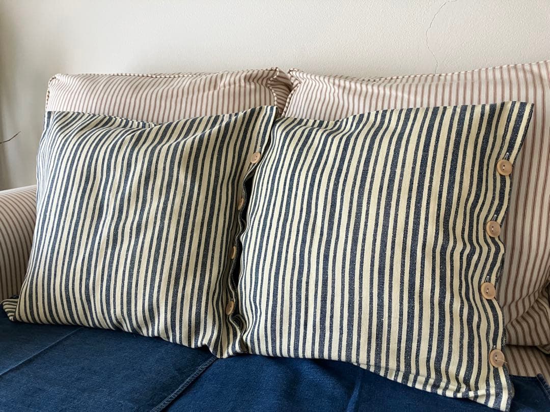 ラルフローレン・スローピロー・マルチストライプ2枚（ネイビー×オフ白）