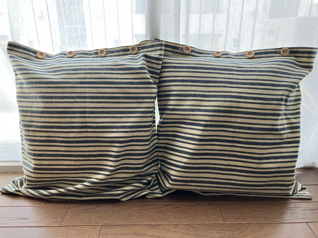 ラルフローレン・スローピロー・マルチストライプ2枚（ネイビー×オフ白）