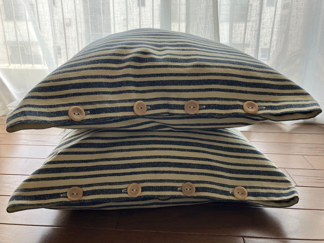 ラルフローレン・スローピロー・マルチストライプ2枚（ネイビー×オフ白）